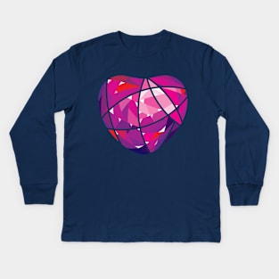 Pink Heart Diamond Crystal Kids Long Sleeve T-Shirt